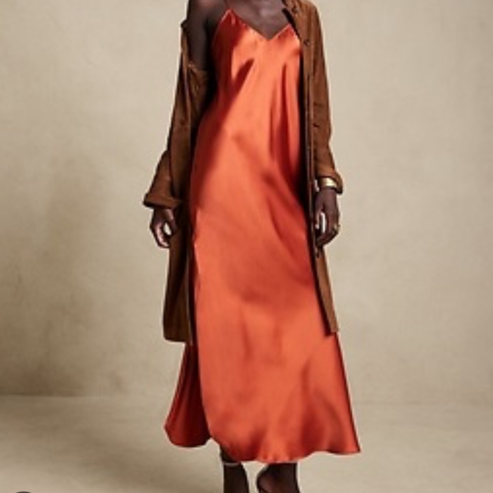 Banana Republic Orange Maxi Slip Dress for Night Out - Picture 6 of 7